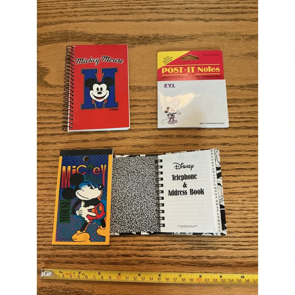 Vintage Disney Mickey Mouse Stationery Set Paper Clips Notebooks Post-it Mead